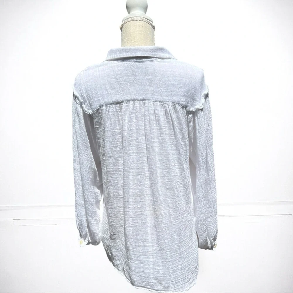 🌻Free People Headed The Highlands Button Down White Shirt Blouse